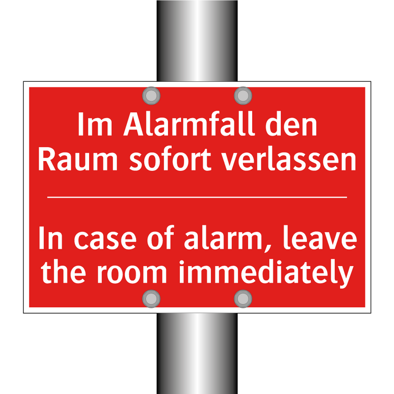 Im Alarmfall den Raum sofort verlassen/.../ - In case of alarm, leave the room /.../