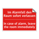 Im Alarmfall den Raum sofort verlassen/.../ - In case of alarm, leave the room /.../