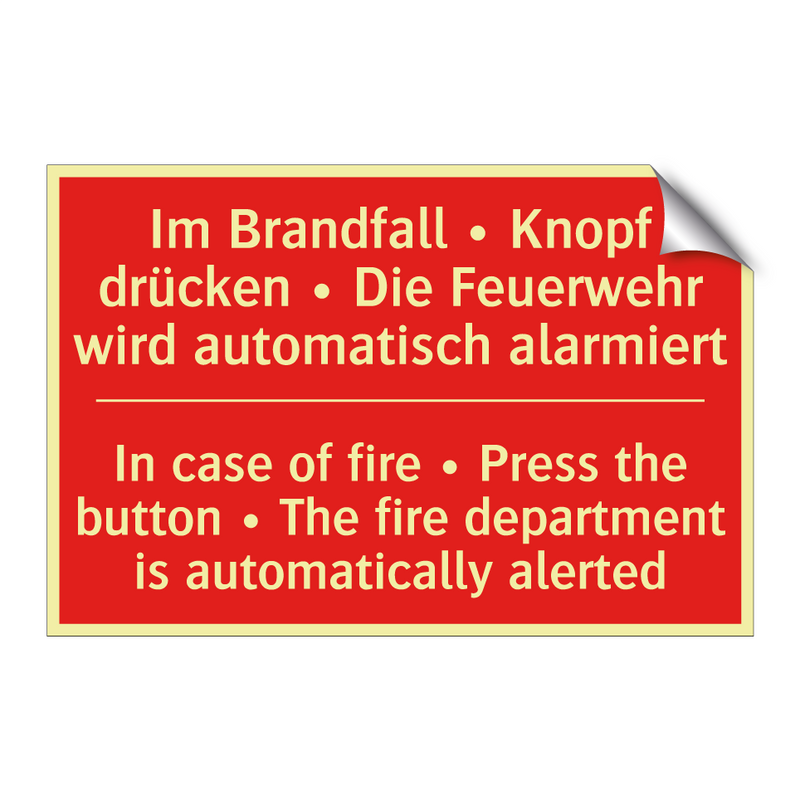 Im Brandfall • Knopf drücken • /.../ - In case of fire • Press the button /.../