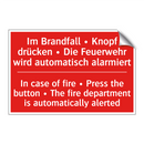 Im Brandfall • Knopf drücken • /.../ - In case of fire • Press the button /.../