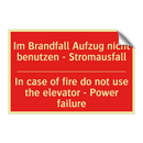 Im Brandfall Aufzug nicht benutzen /.../ - In case of fire do not use the /.../