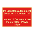 Im Brandfall Aufzug nicht benutzen /.../ - In case of fire do not use the /.../