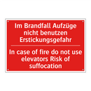 Im Brandfall Aufzüge nicht benutzen /.../ - In case of fire do not use elevators /.../