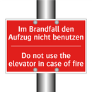 Im Brandfall den Aufzug nicht /.../ - Do not use the elevator in case /.../