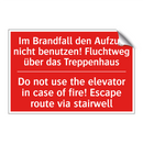 Im Brandfall den Aufzug nicht /.../ - Do not use the elevator in case /.../