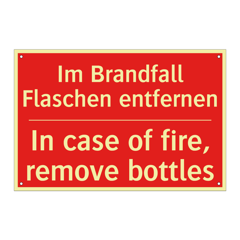Im Brandfall Flaschen entfernen/.../ - In case of fire, remove bottles/.../