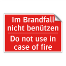 Im Brandfall nicht benützen - Do not use in case of fire
