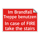 Im Brandfall Treppe benutzen - In case of FIRE take the stairs/.../