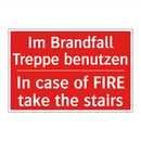 Im Brandfall Treppe benutzen - In case of FIRE take the stairs/.../