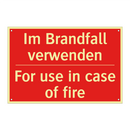 Im Brandfall verwenden - For use in case of fire