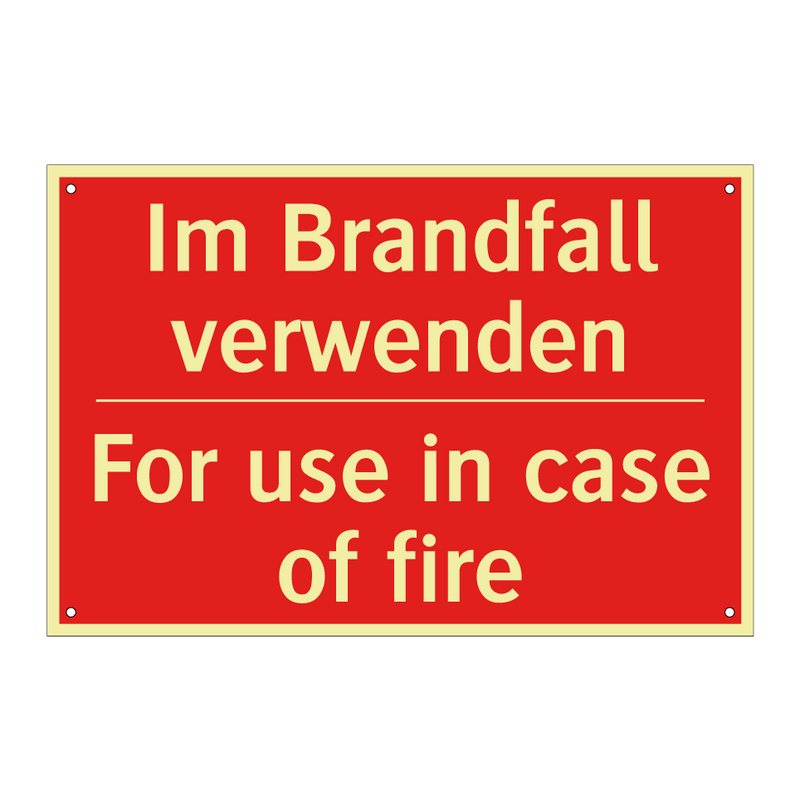 Im Brandfall verwenden - For use in case of fire
