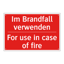 Im Brandfall verwenden - For use in case of fire