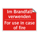 Im Brandfall verwenden - For use in case of fire
