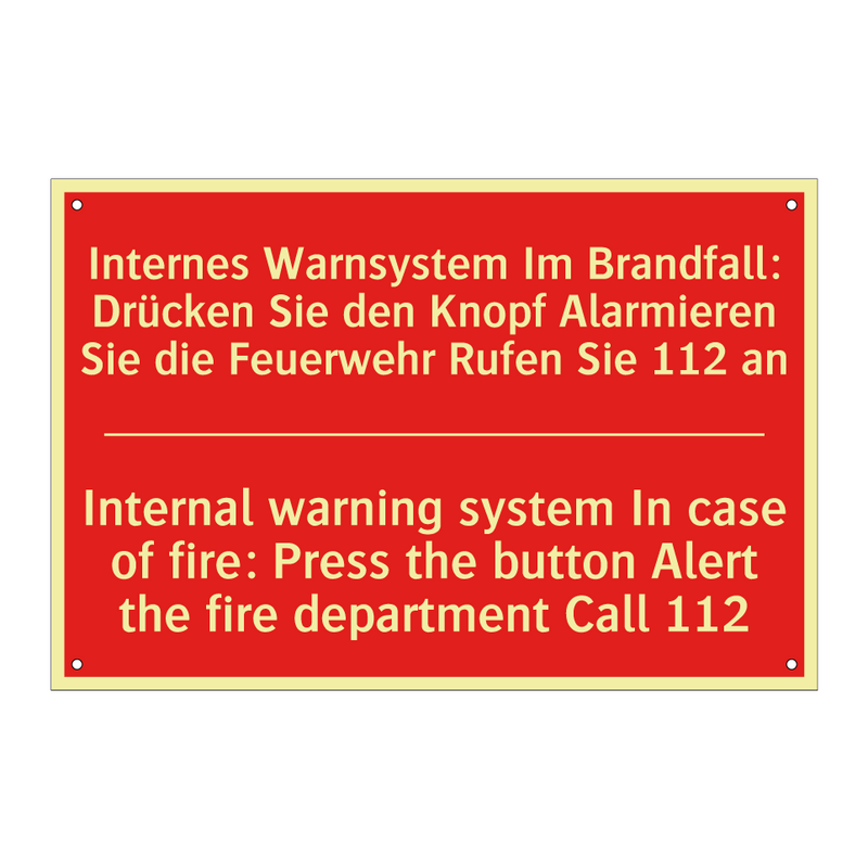 Internes Warnsystem Im Brandfall: /.../ - Internal warning system In case /.../