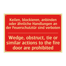 Keilen, blockieren, anbinden oder /.../ - Wedge, obstruct, tie or similar /.../