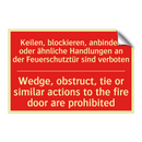 Keilen, blockieren, anbinden oder /.../ - Wedge, obstruct, tie or similar /.../