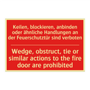 Keilen, blockieren, anbinden oder /.../ - Wedge, obstruct, tie or similar /.../