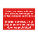 Keilen, blockieren, anbinden oder /.../ - Wedge, obstruct, tie or similar /.../