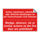 Keilen, blockieren, anbinden oder /.../ - Wedge, obstruct, tie or similar /.../