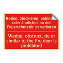 Keilen, blockieren, anbinden oder /.../ - Wedge, obstruct, tie or similar /.../