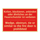Keilen, blockieren, anbinden oder /.../ - Wedge, obstruct, tie or similar /.../