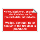 Keilen, blockieren, anbinden oder /.../ - Wedge, obstruct, tie or similar /.../