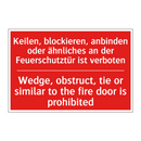 Keilen, blockieren, anbinden oder /.../ - Wedge, obstruct, tie or similar /.../
