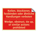 Keilen, blockieren, festbinden /.../ - Wedge, obstruct, tie up, or similar /.../