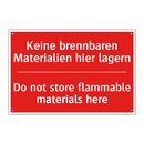 Keine brennbaren Materialien hier /.../ - Do not store flammable materials /.../