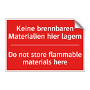 Keine brennbaren Materialien hier /.../ - Do not store flammable materials /.../