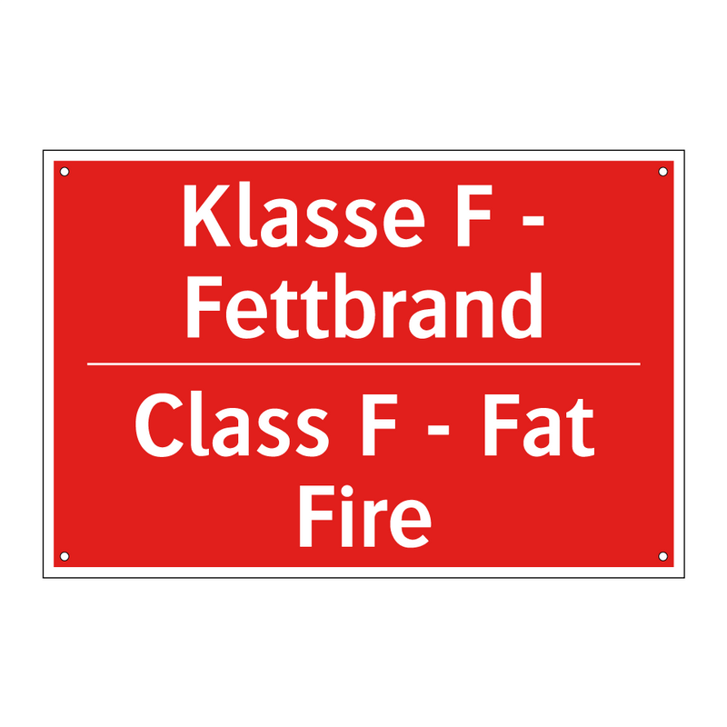 Klasse F - Fettbrand - Class F - Fat Fire
