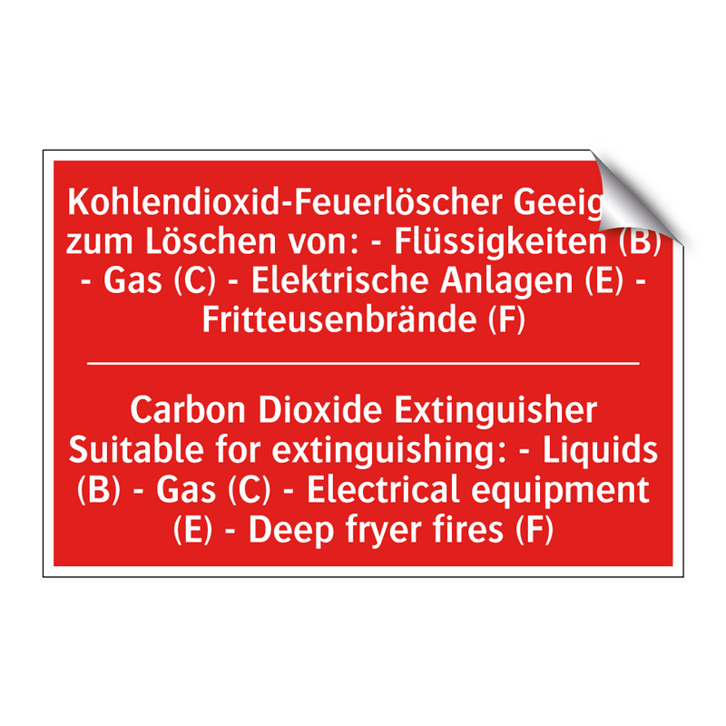 Kohlendioxid-Feuerlöscher Geeignet /.../ - Carbon Dioxide Extinguisher Suitable /.../