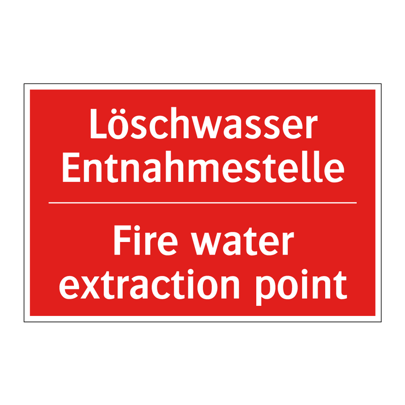 Löschwasser Entnahmestelle - Fire water extraction point