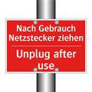 Nach Gebrauch Netzstecker ziehen/.../ - Unplug after use