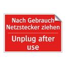 Nach Gebrauch Netzstecker ziehen/.../ - Unplug after use
