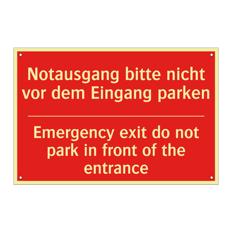 Notausgang bitte nicht vor dem /.../ - Emergency exit do not park in /.../