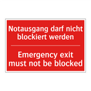 Notausgang darf nicht blockiert /.../ - Emergency exit must not be blocked/.../
