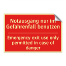 Notausgang nur im Gefahrenfall /.../ - Emergency exit use only permitted /.../