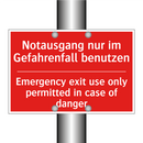 Notausgang nur im Gefahrenfall /.../ - Emergency exit use only permitted /.../