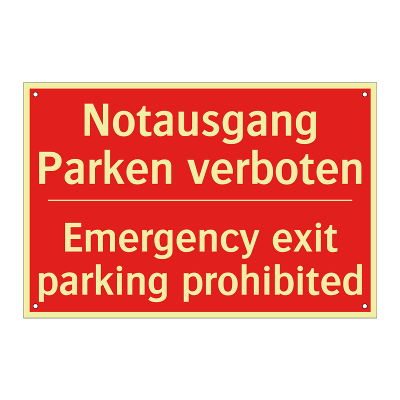 Notausgang Parken verboten - Emergency exit parking prohibited/.../