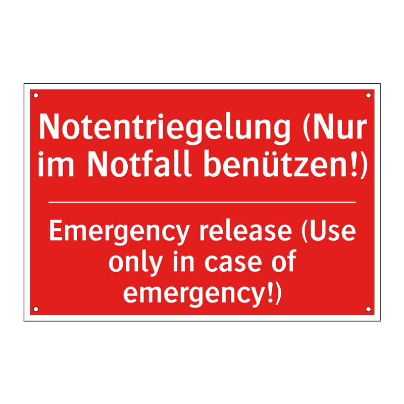 Notentriegelung (Nur im Notfall /.../ - Emergency release (Use only in /.../