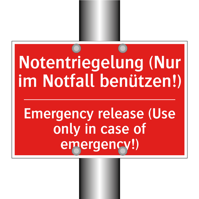 Notentriegelung (Nur im Notfall /.../ - Emergency release (Use only in /.../