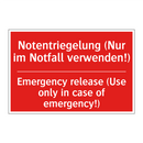 Notentriegelung (Nur im Notfall /.../ - Emergency release (Use only in /.../