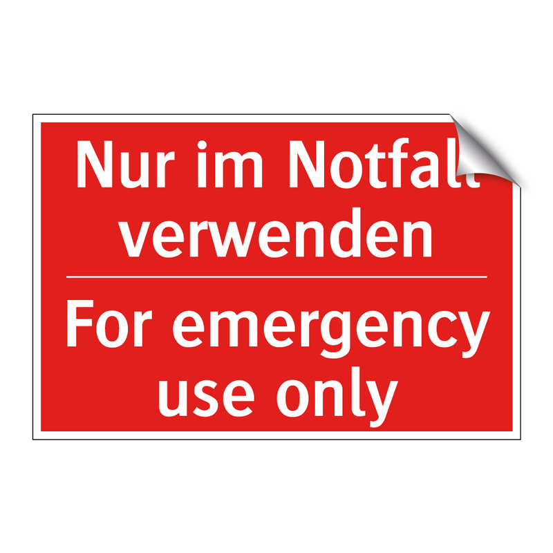 Nur im Notfall verwenden - For emergency use only