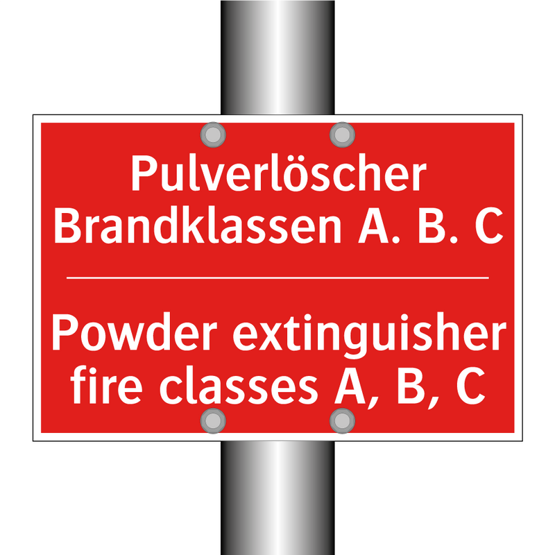 Pulverlöscher Brandklassen A. /.../ - Powder extinguisher fire classes /.../