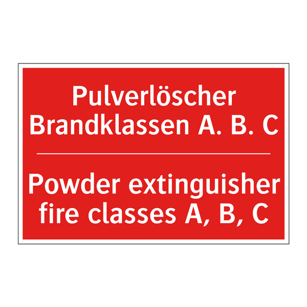 Pulverlöscher Brandklassen A. /.../ - Powder extinguisher fire classes /.../