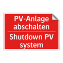 PV-Anlage abschalten - Shutdown PV system