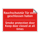 Rauchschutztür Tür stets geschlossen /.../ - Smoke protection door Keep door /.../