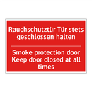 Rauchschutztür Tür stets geschlossen /.../ - Smoke protection door Keep door /.../