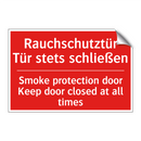 Rauchschutztür Tür stets schließen/.../ - Smoke protection door Keep door /.../